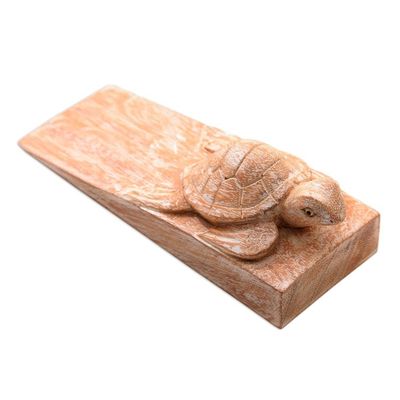 Alternate image for Distressed Baby Turtle Suar Wood Door Stopper from Bali Distressed Baby Turtle