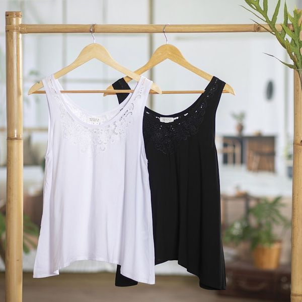 Alternate image for Hand-Embroidered Sleeveless Rayon Top from Bali Bouquet of Flowers