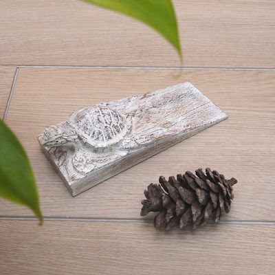 Alternate image for Distressed Baby Turtle Suar Wood Door Stopper from Bali Distressed Baby Turtle
