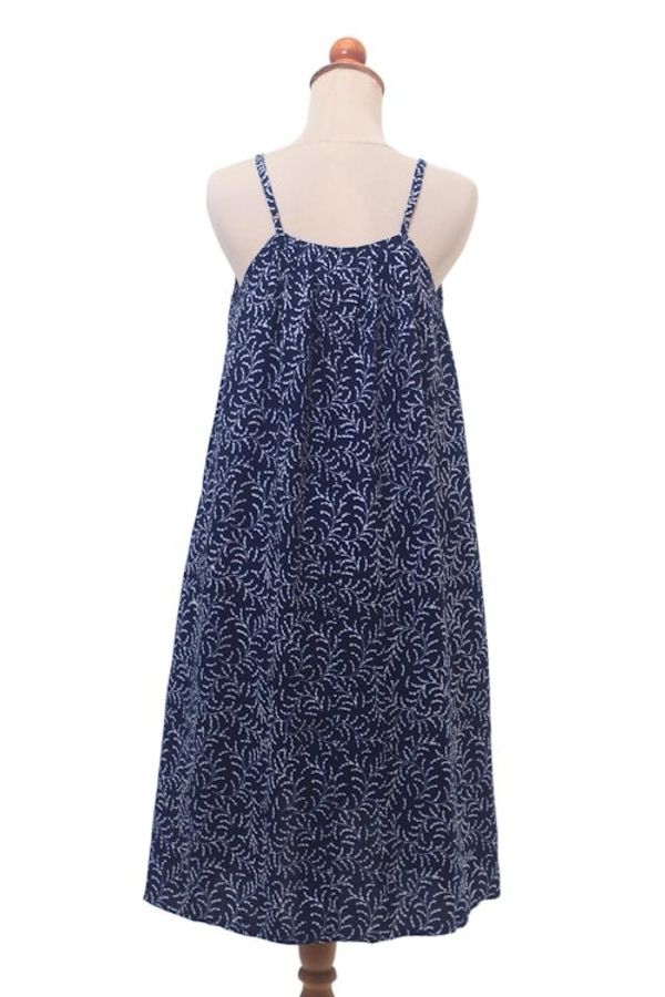 Alternate image for Batik Rayon Sundress in Midnight and White from Bali Many Leaves