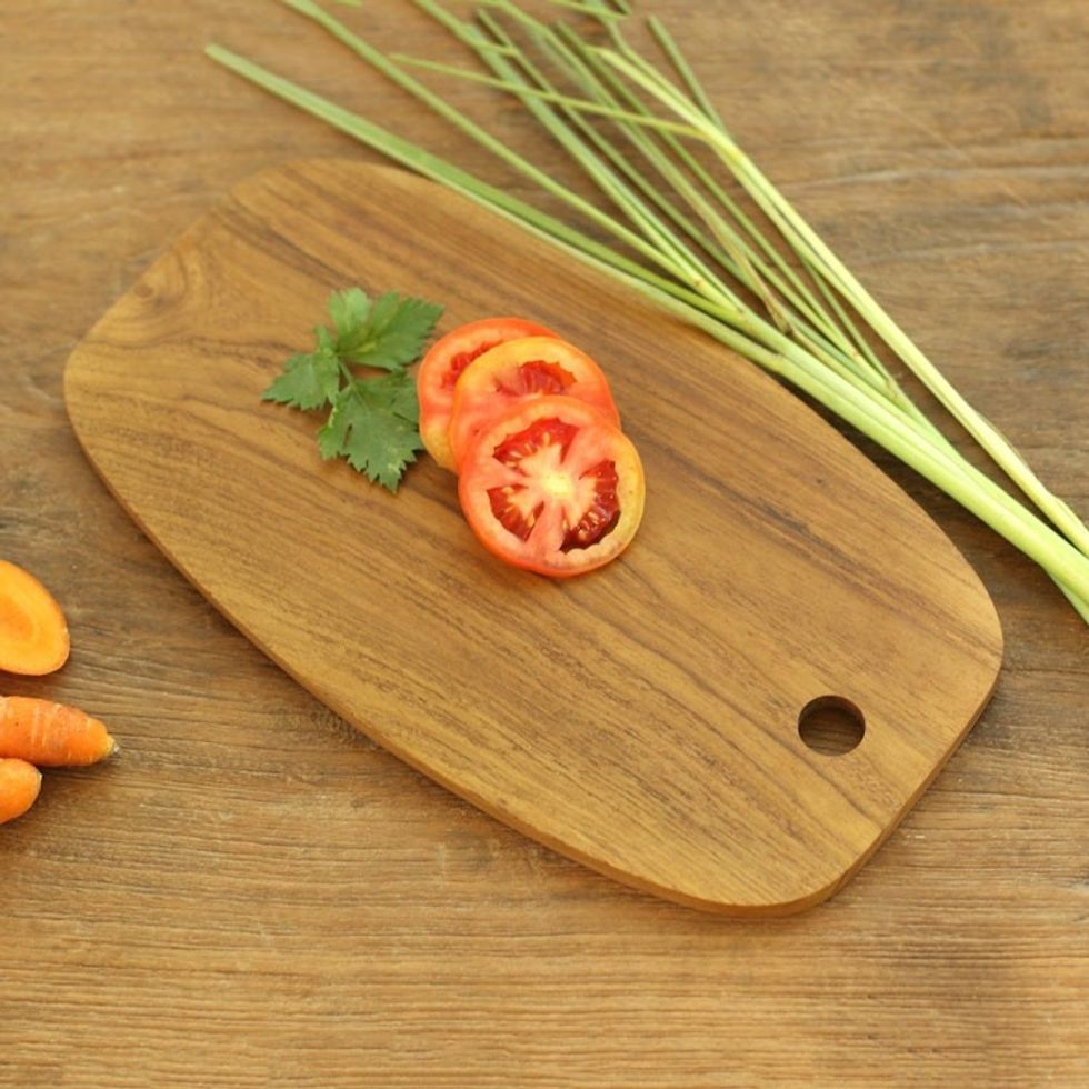 Hand Crafted Oval Teak Wood Cutting Board from Bali 'Classic Oval'