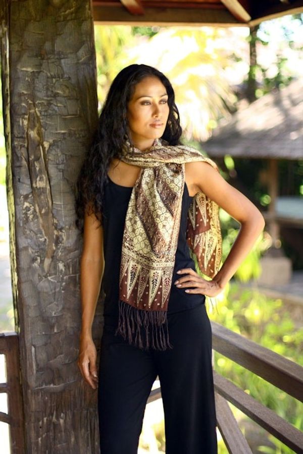 Alternate image for Handmade Silk Batik Scarf Harmony