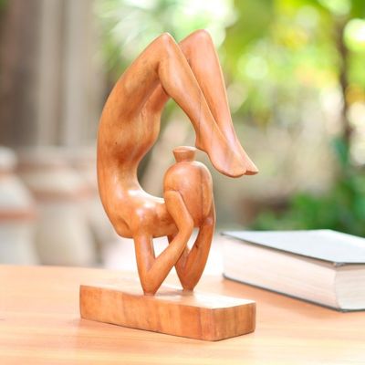 Alternate image for Hand Carved Wood Scorpion Pose Yoga Sculpture Sayanasana Pose
