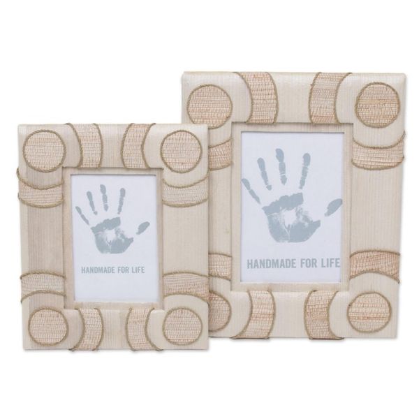 Alternate image for 4x6 and 3x5 Natural Fiber Indonesian Photo Frames in Beige Circle of Memories in Beige