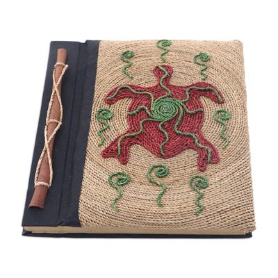 Alternate image for Red Turtle Motif Handmade Natural Fiber Blank Journal Red Turtle