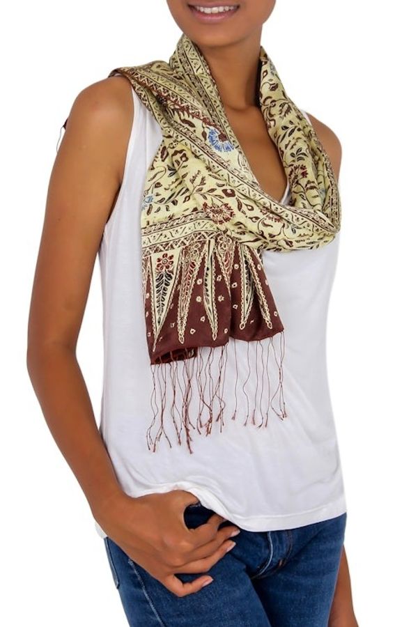 Alternate image for Handmade Silk Batik Scarf Harmony