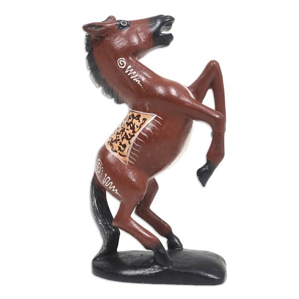 Alternate image for Hand-Carved Suar Wood Horse Sculpture Painted in Bali Triumphal Gallop