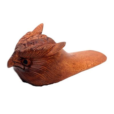 Alternate image for Hand Carved Wood Owl Doorstop Owl Head