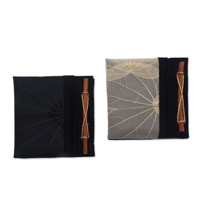 Alternate image for Handmade Banana Bark and Kupu-Kupu Leaf Notebook Pair Autumn Scribble