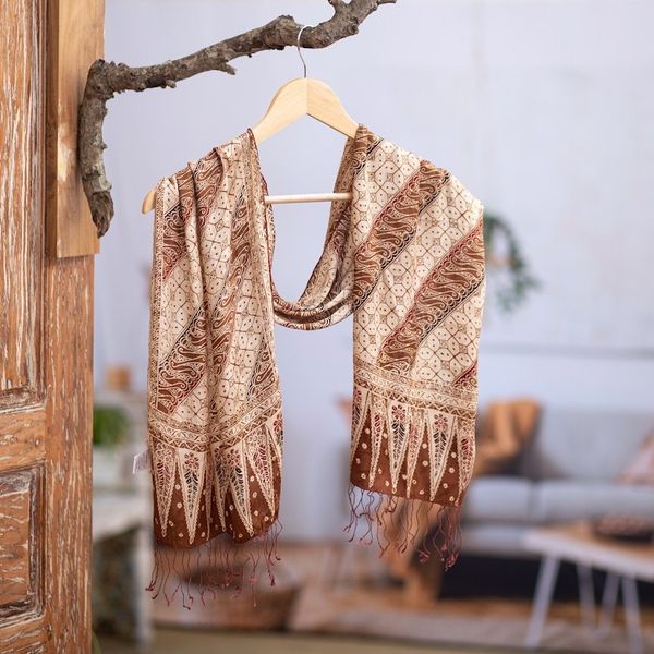Alternate image for Handmade Silk Batik Scarf Harmony