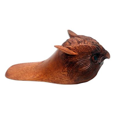 Alternate image for Hand Carved Wood Owl Doorstop Owl Head