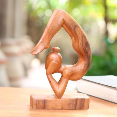 Alternate image for Hand Carved Wood Scorpion Pose Yoga Sculpture Sayanasana Pose