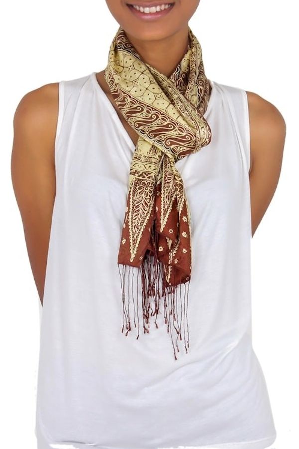 Alternate image for Handmade Silk Batik Scarf Harmony