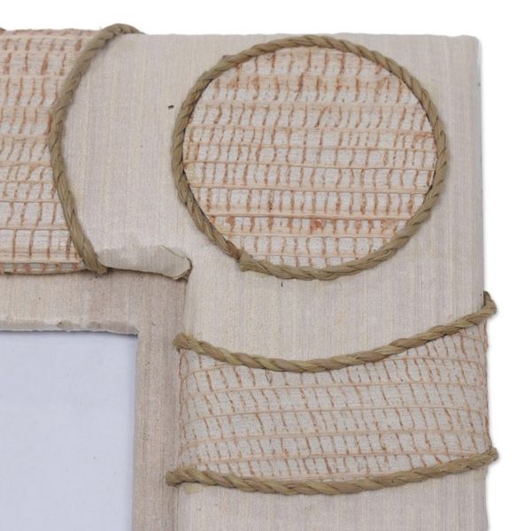 Alternate image for 4x6 and 3x5 Natural Fiber Indonesian Photo Frames in Beige Circle of Memories in Beige