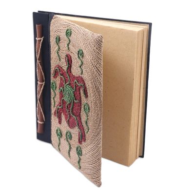 Alternate image for Red Turtle Motif Handmade Natural Fiber Blank Journal Red Turtle