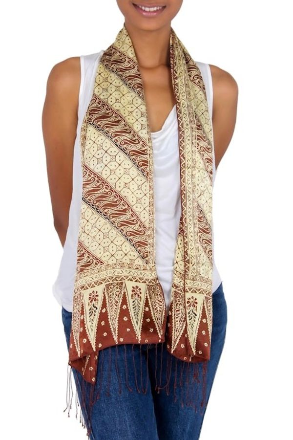 Alternate image for Handmade Silk Batik Scarf Harmony