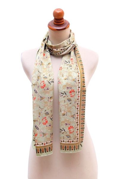 Alternate image for Laurel Batik Silk Scarf from Bali Singa Laurel