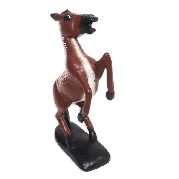 Alternate image for Hand-Carved Suar Wood Horse Sculpture Painted in Bali Triumphal Gallop