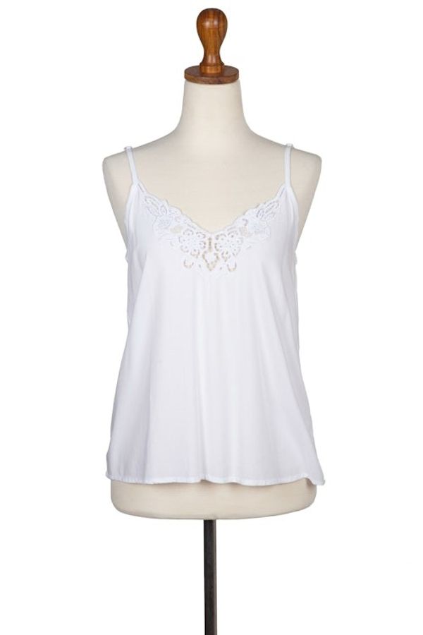 Alternate image for Floral Embroidered Rayon Tank Top in Snow White from Bali Snow White Kerawang