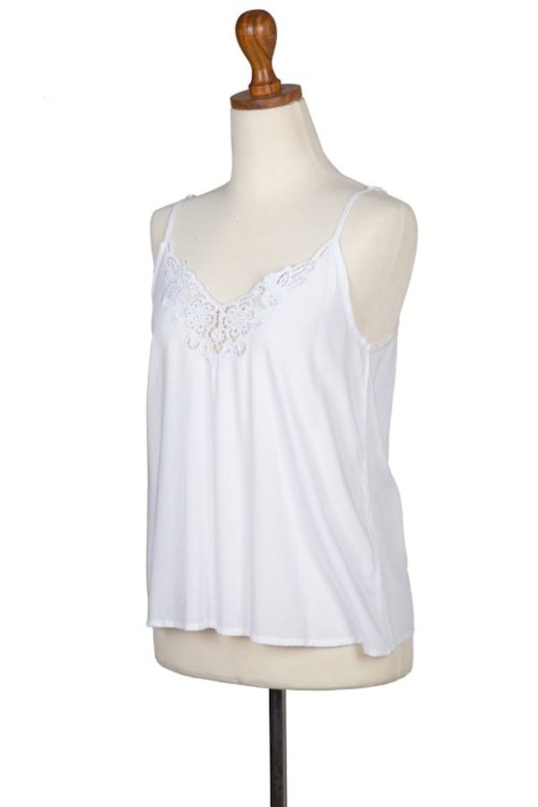 Alternate image for Floral Embroidered Rayon Tank Top in Snow White from Bali Snow White Kerawang