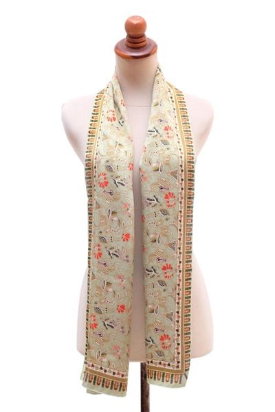 Alternate image for Laurel Batik Silk Scarf from Bali Singa Laurel