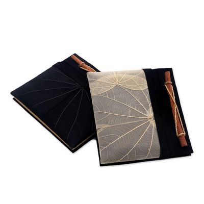 Alternate image for Handmade Banana Bark and Kupu-Kupu Leaf Notebook Pair Autumn Scribble