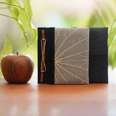 Alternate image for Handmade Banana Bark and Kupu-Kupu Leaf Notebook Pair Autumn Scribble
