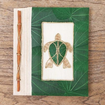 Alternate image for Green Natural Fiber Turtle-Motif Journal Tortoise Thoughts in Green