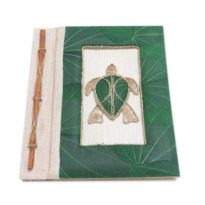 Alternate image for Green Natural Fiber Turtle-Motif Journal Tortoise Thoughts in Green