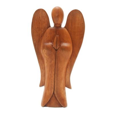 Alternate image for Carved Wood Sculpture Angel Song of Peace