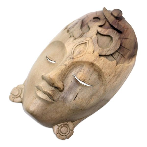 Alternate image for Handcrafted Hibiscus Wood Mask Dewi Danu
