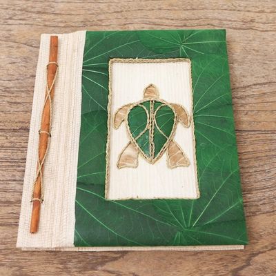 Alternate image for Green Natural Fiber Turtle-Motif Journal Tortoise Thoughts in Green