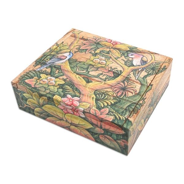 Alternate image for Wood Jewelry Box Tropical Birds