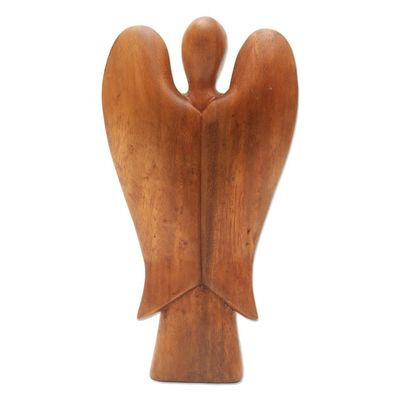Alternate image for Carved Wood Sculpture Angel Song of Peace