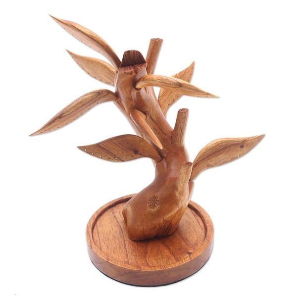 Alternate image for Hand Carved Wood Tree Jewelry Stand Giving Tree