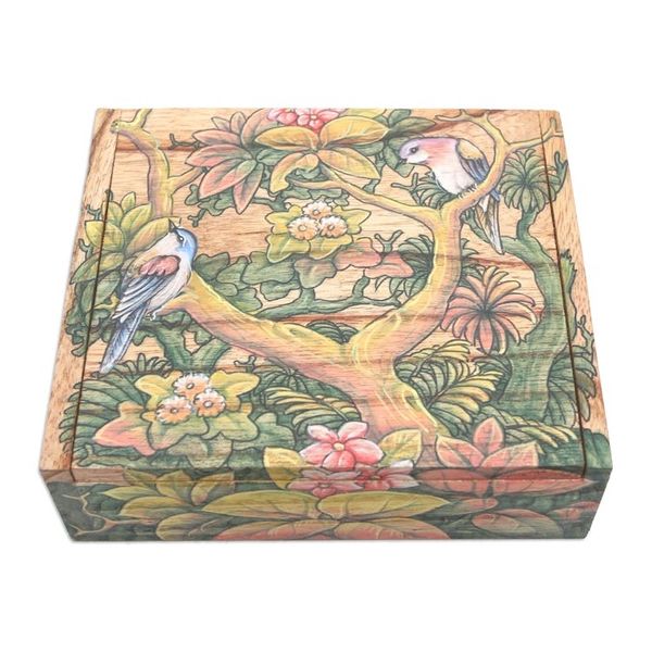 Alternate image for Wood Jewelry Box Tropical Birds