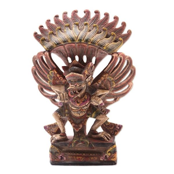 Alternate image for Hand Crafted Acacia Wood Garuda Sculpture Flying Garuda