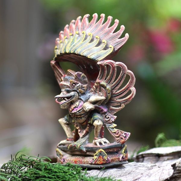 Alternate image for Hand Crafted Acacia Wood Garuda Sculpture Flying Garuda