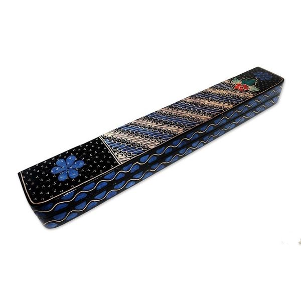 Alternate image for Batik Wood Mancala Board Game Handcrafted Cunning Multicolor Flowers