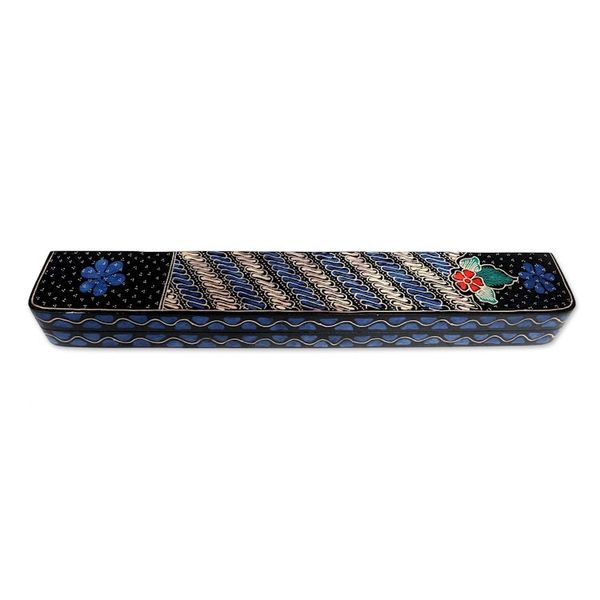 Alternate image for Batik Wood Mancala Board Game Handcrafted Cunning Multicolor Flowers