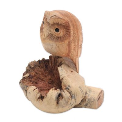 Alternate image for Jempinis Wood Owl Figurine from Bali Lone Owl