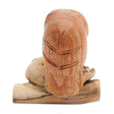 Alternate image for Jempinis Wood Owl Figurine from Bali Lone Owl