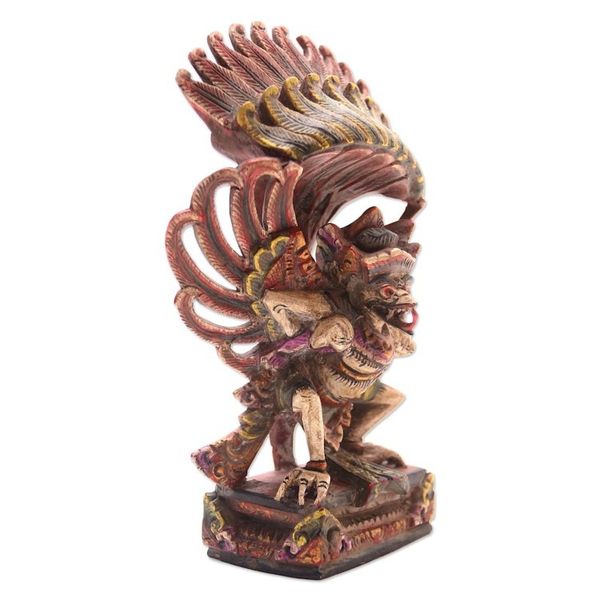 Alternate image for Hand Crafted Acacia Wood Garuda Sculpture Flying Garuda