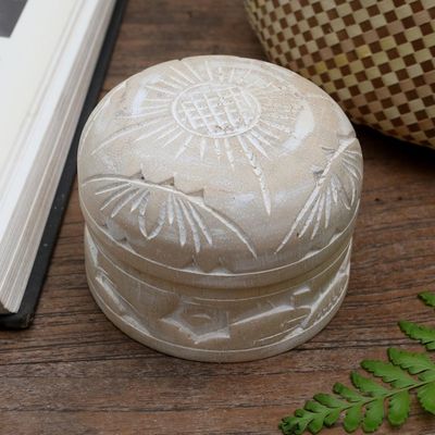 Alternate image for Hand Carved Floral Decorative Wood Box from Bali Bougainvillea Bloom