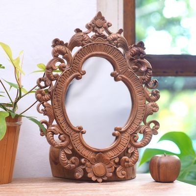Alternate image for Ornate Rococo Style Carved Wood Mirror from Bali Artisan Mataram Rococo