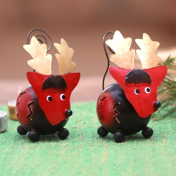 Alternate image for Handcrafted Steel Reindeer Holiday Decor Pair Friendly Reindeer