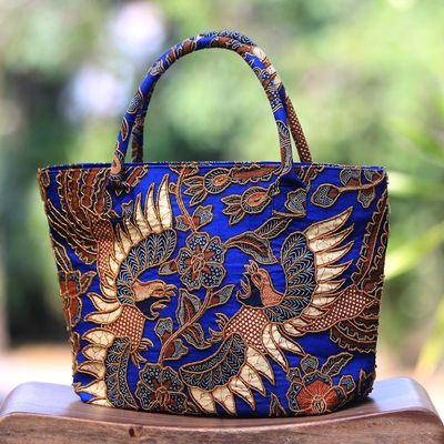 Alternate image for Beaded Blue Cotton Batik Handbag Hand Crafted in Bali Glorious Java