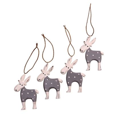 Alternate image for Wood Goat Ornaments in Grey from Bali Set of 4 Winter Goats in Grey