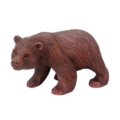 Alternate image for Wood Sculpture from Indonesia Curious Brown Bear