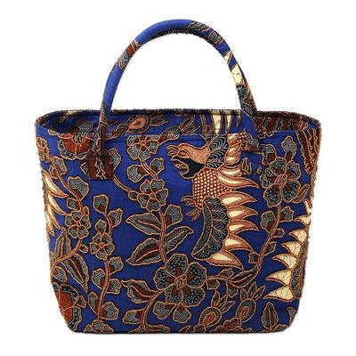 Alternate image for Beaded Blue Cotton Batik Handbag Hand Crafted in Bali Glorious Java